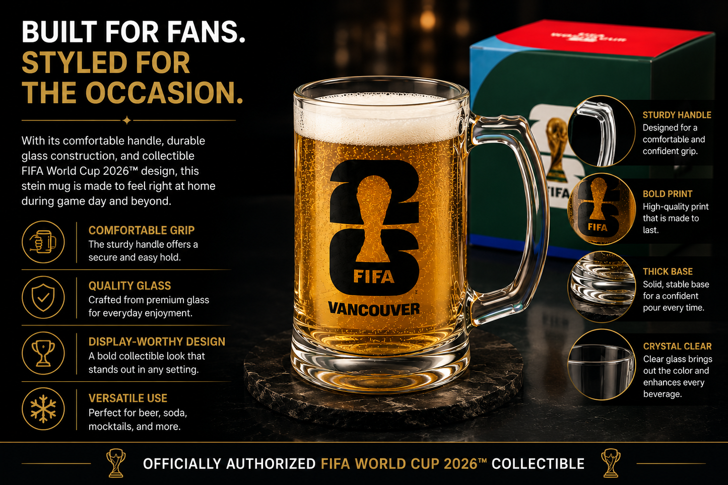 FIFA World Cup '26 Stein Beer Glass - 16 oz
